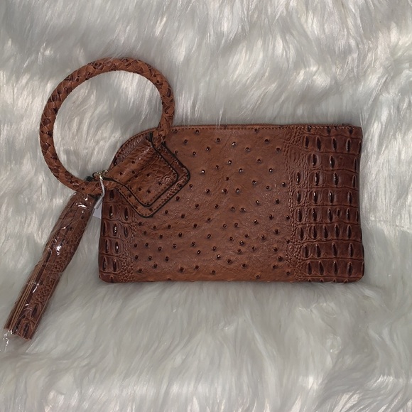 Various Color Vegan ostrich Print Wristlets Bundle (1 Blk, 1Coffee, 1 Blue) - Picture 6 of 14